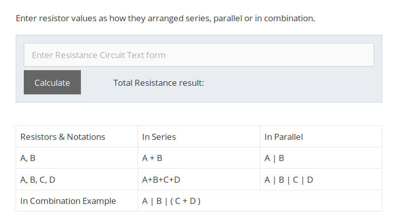 equivalent resistance calculator page